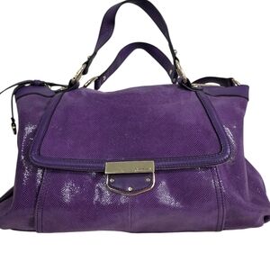 B. Makowsky Purple Embossed Leather Satchel Bag Purse
